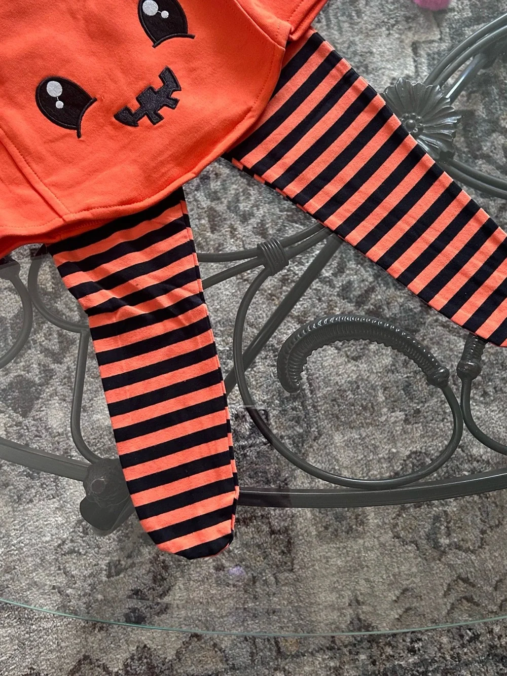 6-12M Pumpkin Costume with Green Leaf Collar